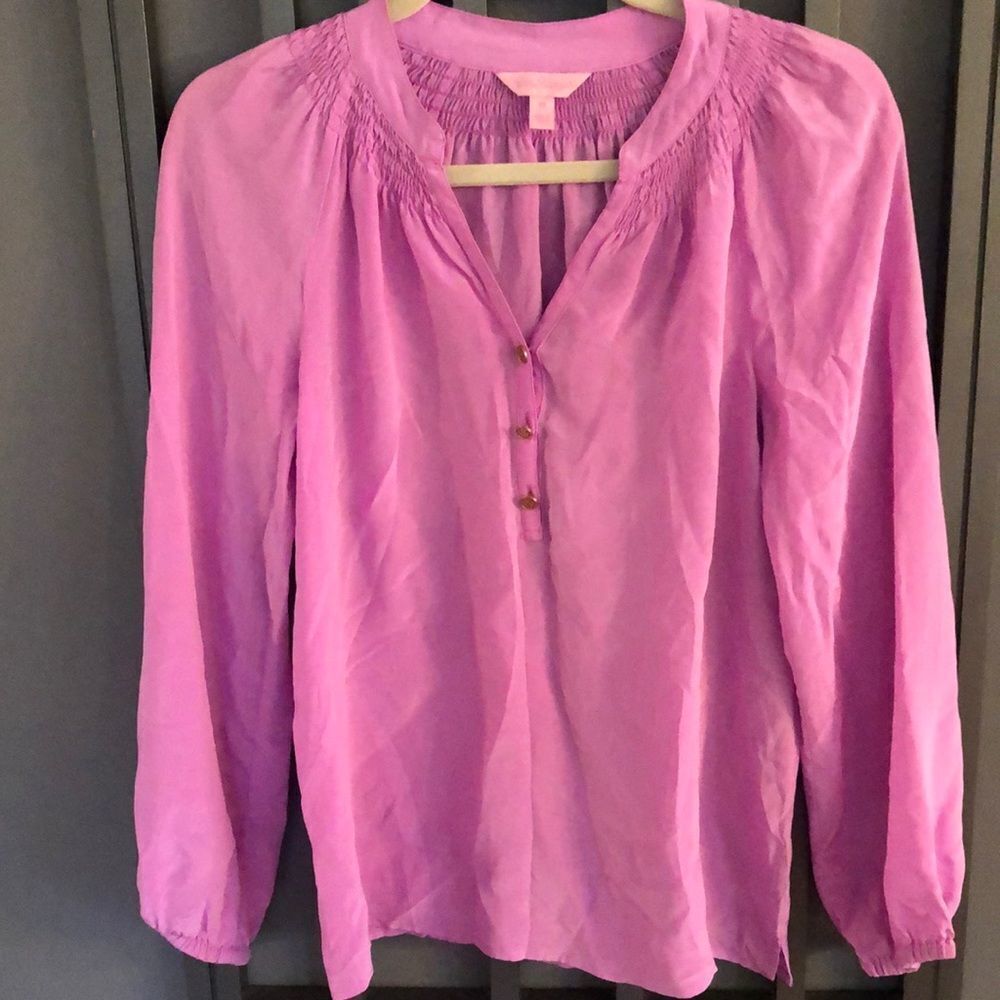Lilly Pulitzer Pink 100% silk blouse. Size XS